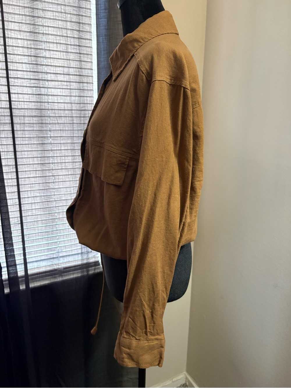 Max Studio Caramel Tan Button-Front Utility Jacket - Picture 2 of 2